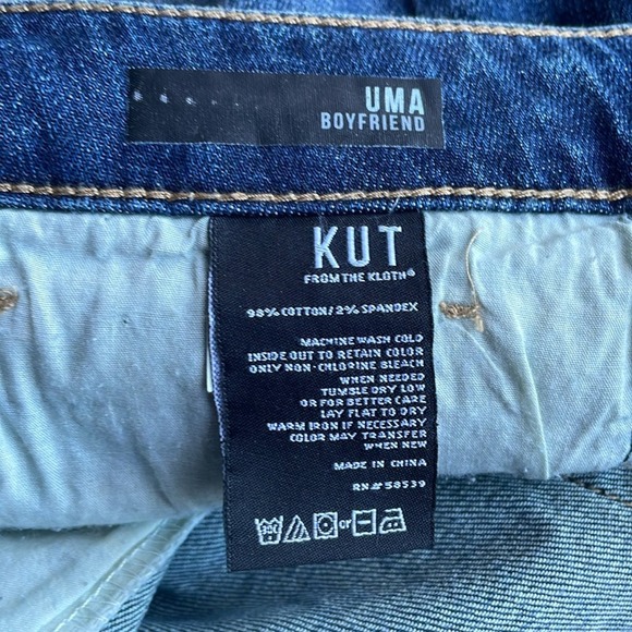 KUT from the KLOTH Rena High Rise Straight Leg Raw Edge Stretch Jean Size 14 - Picture 6 of 6